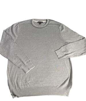 Lachlan British Inspired Gray & White Striped Crew Neck Sweater XL